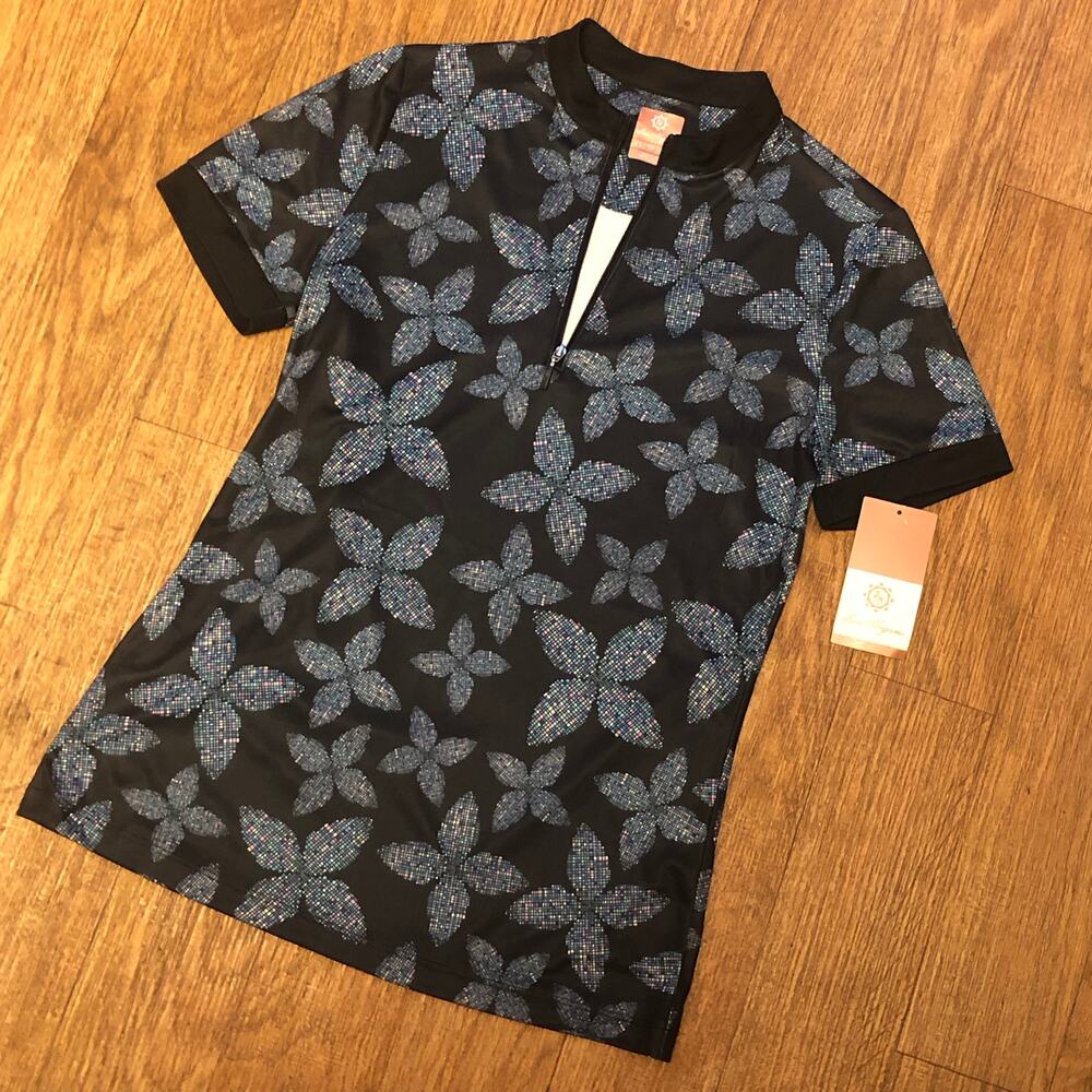 Ben Hogan Multicolored Pixelated Floral Golf Polo Shirt Size XS